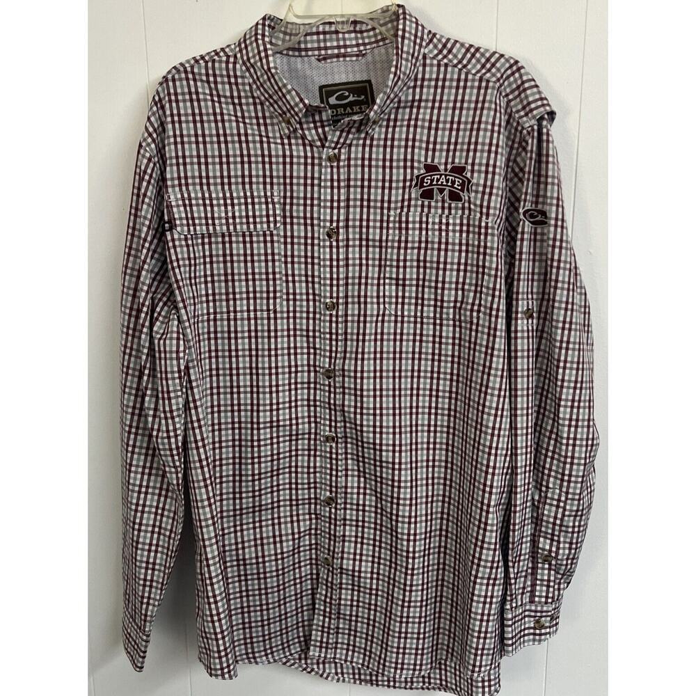 MSU Drake Waterfowl Vented Fishing Shirt Mens L Long Sleeve